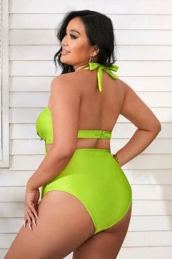 CUPSHE Palm Beach Twisted Back Hook Plus Size One Piece Swimsuit