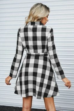 CUPSHE On Point Belted Buffalo Plaid Mini Dress Clothing