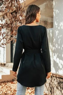 CUPSHE Mae Belted Peplum Blouse