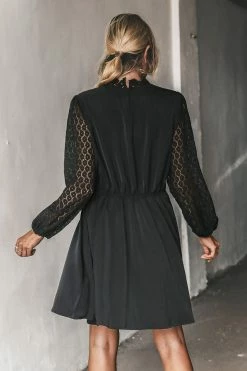 CUPSHE Clothing Zaina Lace-Trim Long Sleeve Mini Dress