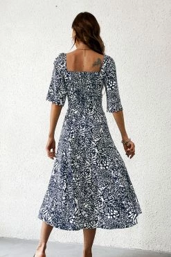 CUPSHE Clothing Lisa Square Neck Long Sleeve Mid Length Dress