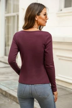 CUPSHE Clothing Carin Ribbed Henley Tee