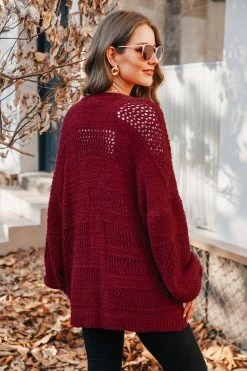 CUPSHE Vesta Crochet Open-Knit Oversized Cardigan Clothing