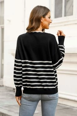 CUPSHE Clothing Ester Striped Scalloped Sweater