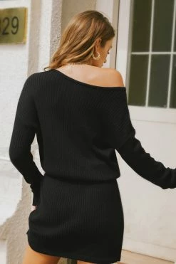 CUPSHE Wild Thing One-Shoulder Sweater Dress Clothing