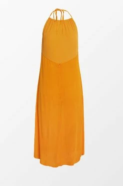 CUPSHE Haleigh Orange Backless Split Tea Length Dress