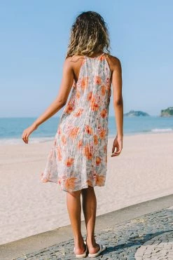 CUPSHE Kensley Halter-neck Floral A-Shape Dress