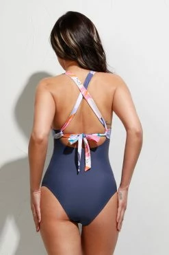 CUPSHE Deep Ocean Wrap Front Cutout Tummy Control One Piece Swimsuit