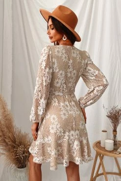 CUPSHE Clothing Terra Belted Tassel Bubble Sleeve Dress