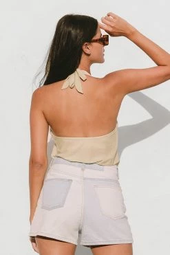 CUPSHE Adelina V-neck Halter Middle Cut Bodysuit