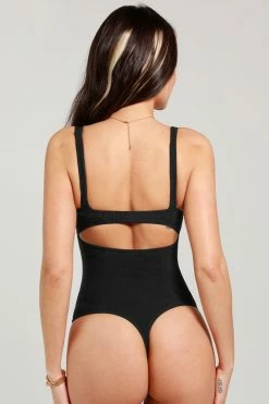 CUPSHE Jaylee Black V-neck Backless Bodysuit Clothing