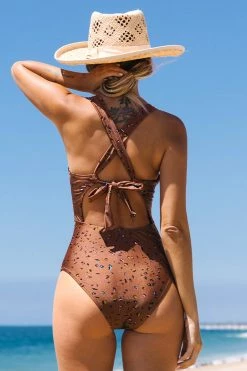 CUPSHE Intimate Animal Ruched Tie Back One Piece Swimsuit