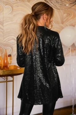 CUPSHE Starlight Sequin Open-Front Blazer