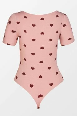 CUPSHE Laurel Scoop Tie Heart Print Bodysuit