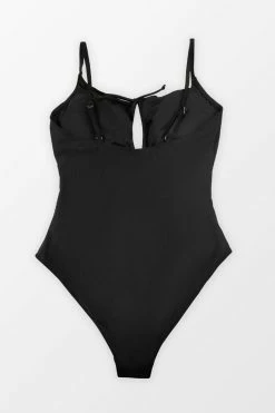 CUPSHE Black Draw String Keyhole Front One Piece Swimsuit One Pieces