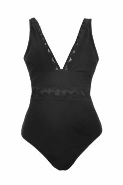 CUPSHE Solid Black V-Neck One Piece Swimsuit