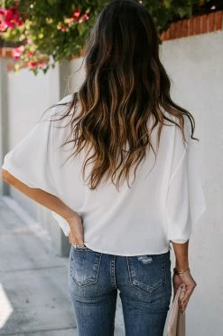 CUPSHE Clothing Antonella Dolman Sleeve Drape Collar Loose Top