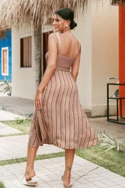 CUPSHE Clothing Cataleya Wide Straps Stripe A-Shape Dress