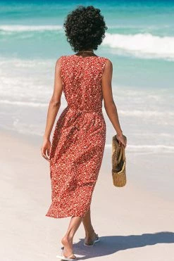 CUPSHE Milana Ditsy Button Front Tie Back Dress