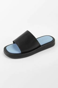 CUPSHE Coffee Run Black Wide Band Slide Sandals