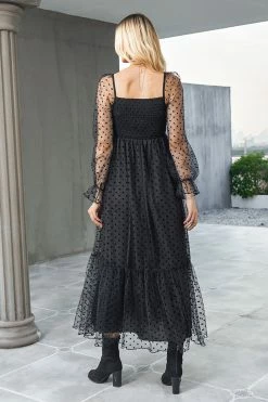 CUPSHE Neva Clip Dot Smocked Maxi Dress Clothing