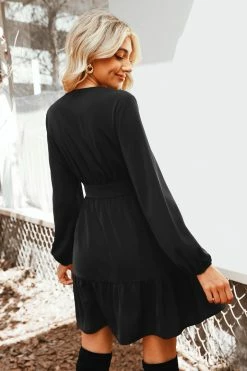 CUPSHE Eyes On Me Plunge Button-Loop Mini Dress Clothing