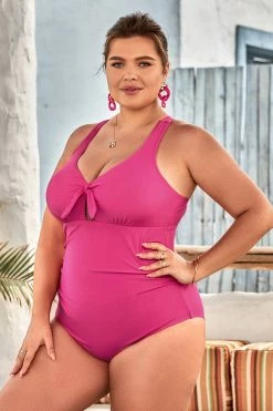 CUPSHE One Pieces Street Art Bunny Tie Front Tummy Control Plus Size One Piece