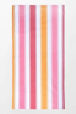CUPSHE Beach Accessories Raspberry Creamsicle Striped Beach Blanket