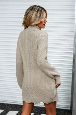 CUPSHE Clothing Heart Beat Turtleneck Kint Sweater Dress