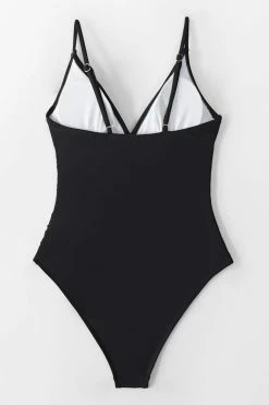 CUPSHE One Pieces Joyce Black Ruched Tummy Control Black One Piece Swimsuit
