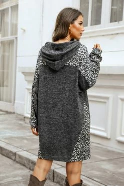 CUPSHE Clothing Glenna Leopard Print Drawstring Hoodie Dress
