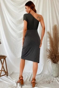 CUPSHE Clothing Buffy X-slim One Shoulder Pleated Dress