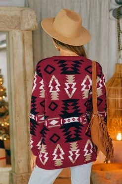 CUPSHE Clothing Edie Geo Print Open-Front Cardigan