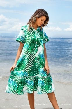 CUPSHE Alba Short Sleeve Shirt Collar Dress