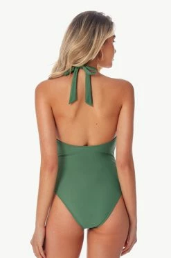 CUPSHE Green Halter Flower Cutout One Piece Swimsuit One Pieces