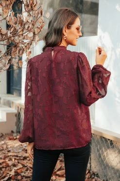 CUPSHE Clothing Sadie Embroidered Floral Mock Neck Top