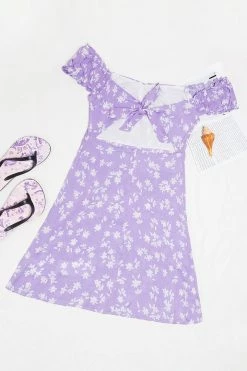 CUPSHE Katarina Ditsy Frill Bow Tie Cut Out Dress Clothing