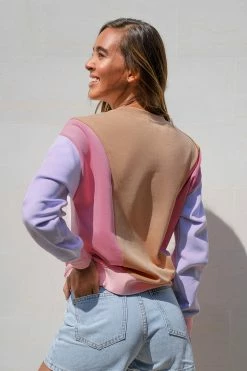 CUPSHE Clothing Lilac Sunset Color Block Long Sleeve Sweatshirt