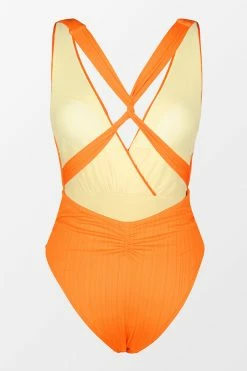 CUPSHE One Pieces Retro Rib Surplice Sash Belt Tummy Control One Piece Swimsuit