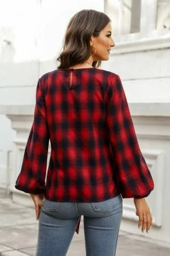 CUPSHE Clothing Helah Belted Buffalo Plaid Top