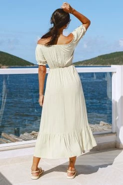 CUPSHE Trisha Button Front Ruffle Hem Dress Clothing