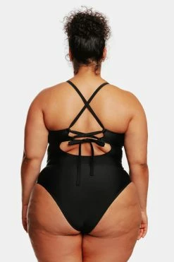 CUPSHE One Pieces Love Los Angeles Mesh Tie-Back Plus Size One Piece Swimsuit