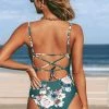 Best Sale π CUPSHE Green Floral Lace Up One Piece π©± Swimsuit One Pieces π 2 CUPSHE Green Floral Lace Up One Piece Swimsuit One Pieces