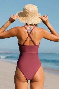 CUPSHE Giovanna Plunge Lace Up High Cut One Piece Swimsuit One Pieces