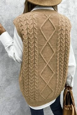 CUPSHE In The Clouds Cable Knit V Neck Sweater Vest