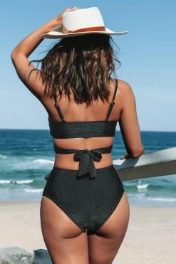 CUPSHE Mollie Black Crisscross Tie Back One Piece Swimsuit
