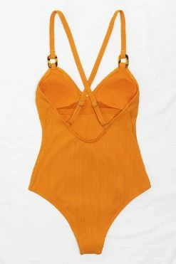 CUPSHE Saoirse Orange Square-ring One Piece Swimsuit One Pieces
