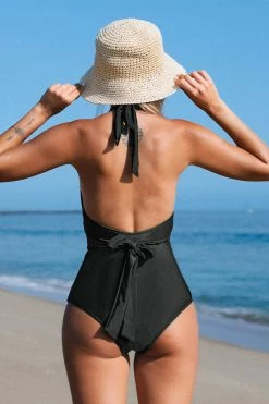 CUPSHE One Pieces Halter Wrap Front One Piece Swimsuit