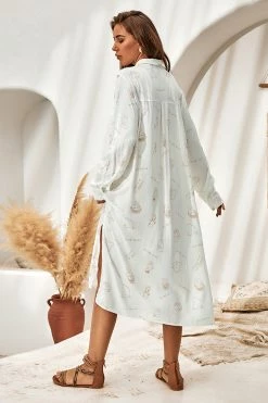 CUPSHE Clothing Gabriela Long Sleeve Loose Waisted Button Shirt Dress