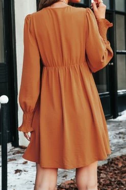 CUPSHE Elvira Smocked Plunge Mini Dress